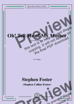 page one of S. Foster-Oh!Tell Me of My Mother,in C Major 