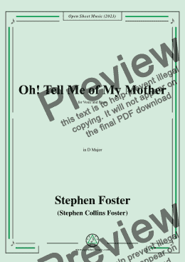 page one of S. Foster-Oh!Tell Me of My Mother,in D Major 