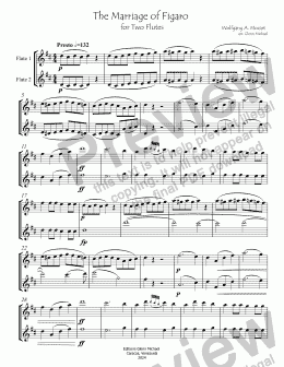 page one of Marriage of Figaro for Two Flutes 