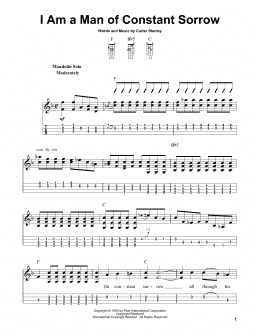 page one of I Am A Man Of Constant Sorrow (Mandolin)