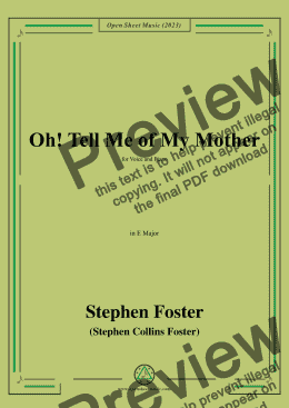 page one of S. Foster-Oh!Tell Me of My Mother,in E Major 