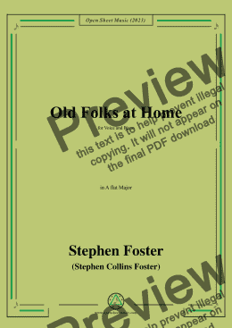 page one of S. Foster-Old Folks at Home,in A flat Major 