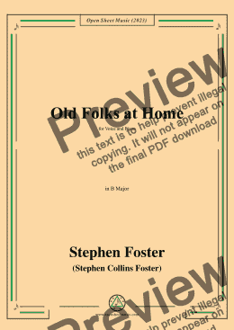 page one of S. Foster-Old Folks at Home,in B Major 