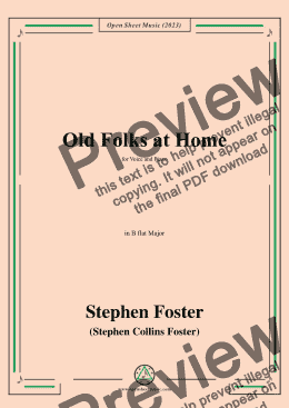 page one of S. Foster-Old Folks at Home,in B flat Major 