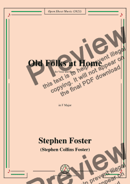 page one of S. Foster-Old Folks at Home,in F Major 