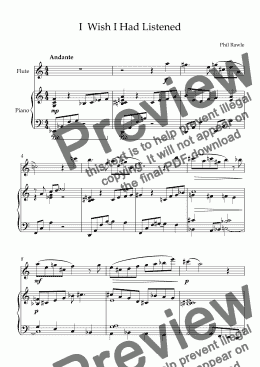 page one of I  Wish I Had Listened - Flute and Piano