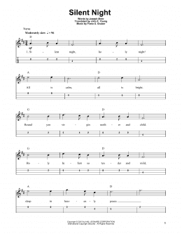 page one of Silent Night (Mandolin Tab)