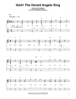 page one of Hark! The Herald Angels Sing (Mandolin Tab)