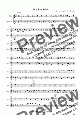 page one of Drunken Sailor for Flute and Euphonium Duet