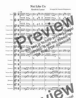 page one of Not Like US Marching Band Arrangement 