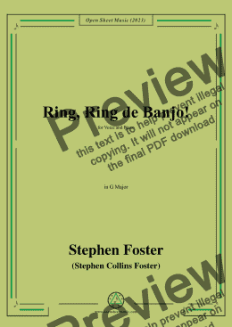 page one of S. Foster-Ring,Ring de Banjo!,in G Major,for Voice