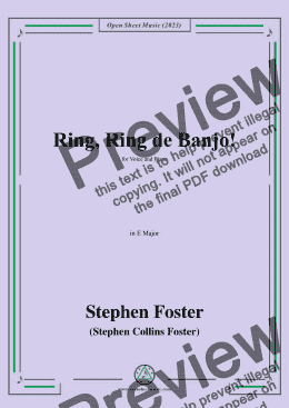 page one of S. Foster-Ring,Ring de Banjo!,in E Major,for Voice