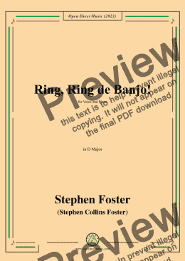 page one of S. Foster-Ring,Ring de Banjo!,in D Major,for Voice