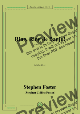 page one of S. Foster-Ring,Ring de Banjo!,in B flat Major