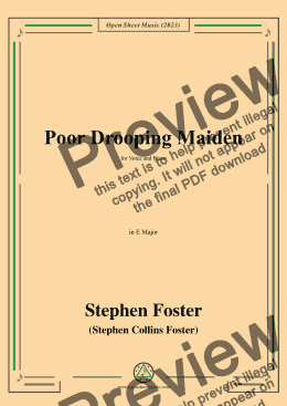 page one of S. Foster-Poor Drooping Maiden,in E Major