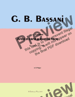 page one of G. B. Bassani-Ardo o cara a quella face,in B Major