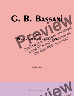 page one of G. B. Bassani-Ardo o cara a quella face,in B flat Major