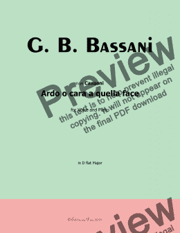 page one of G. B. Bassani-Ardo o cara a quella face,in D flat Major