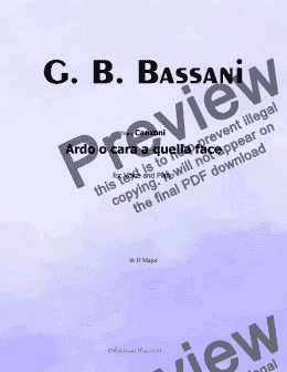 page one of G. B. Bassani-Ardo o cara a quella face,in D Major