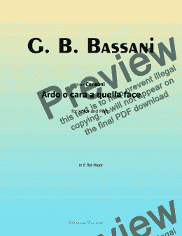 page one of G. B. Bassani-Ardo o cara a quella face,in E flat Major