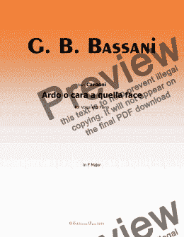 page one of G. B. Bassani-Ardo o cara a quella face,in F Major