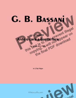 page one of G. B. Bassani-Ardo o cara a quella face,in G flat Major