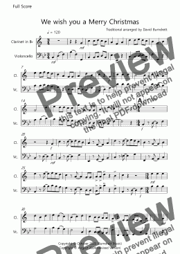 page one of We wish you a Merry Christmas for Clarinet and Cello Duet