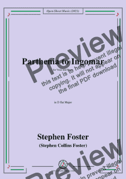 page one of S. Foster-Parthenia to Ingomar,in D flat Major