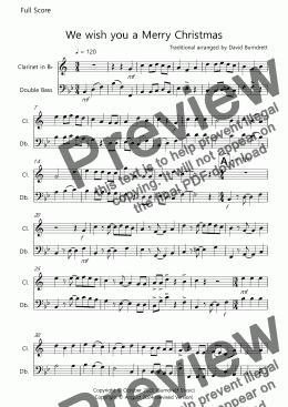 page one of We wish you a Merry Christmas for Clarinet and Double Bass Duet