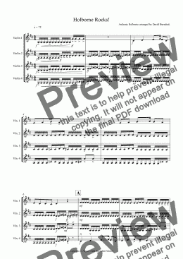 page one of Holborne Rocks! for Violin Quartet