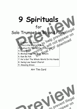 page one of 9 Spirituals for Solo Trumpet in Bb and Piano