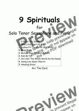 page one of 9 Spirituals for Solo Tenor Sax and Piano