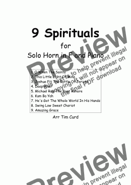 page one of 9 Spirituals for Solo Horn in F and Piano