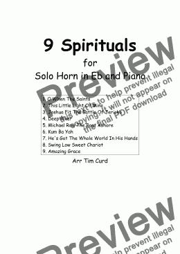 page one of 9 Spirituals for Solo Horn in Eb and Piano