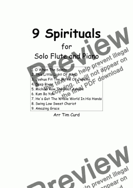 page one of 9 Spirituals for Solo Flute and Piano