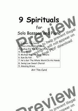 page one of 9 Spirituals for Solo Bassoon and Piano