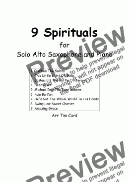 page one of 9 Spirituals for Solo Alto Saxophone and Piano