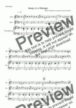 page one of Away in a Manger for Oboe and Violin Duet