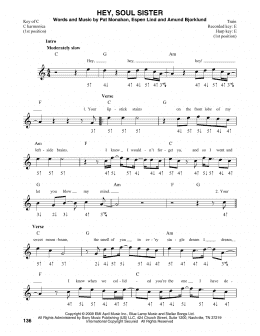 page one of Hey, Soul Sister (Harmonica)