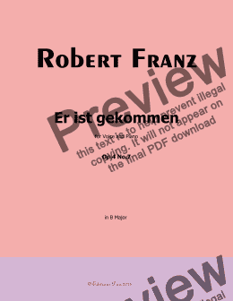 page one of R. Franz-Er ist gekommen, in B Major