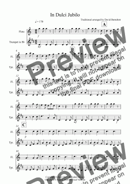 page one of In Dulci Jubilo for Flute and Trumpet Duet