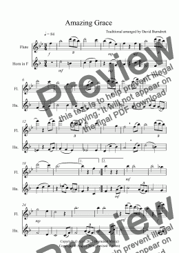 page one of Amazing Grace for Flute and Horn Duet