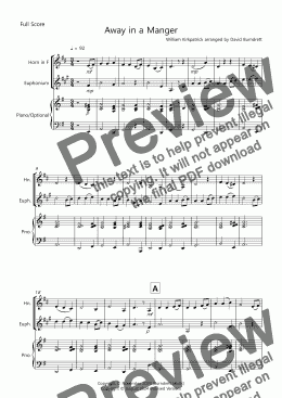 page one of Away in a Manger for Horn and Euphonium Duet