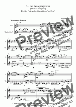 page one of 14. Les deux pingouins (The two penguins) Duet for Flute and A Clarinet from 'Les Deux'