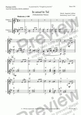 page one of In unser'm Tal (GD/Score & Parts)