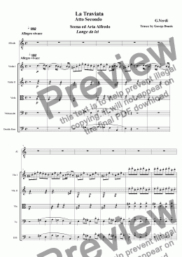 page one of La traviata : Atto ii - lunge da lei (Alfredo) for tenor voice and string orchestra