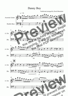 page one of Danny Boy for Guitar and Double Bass Duet