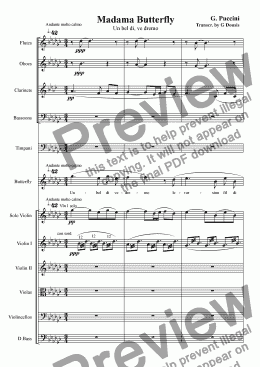 page one of Madama Butterfly, Un bel dì, vedremo (soprano voice - chamber orchestra)