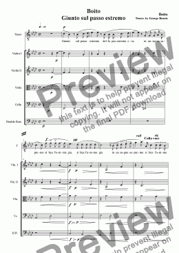 page one of A. Boito, Mefistofele- Giunto sul passo estremo (tenor voice - string orchestra)