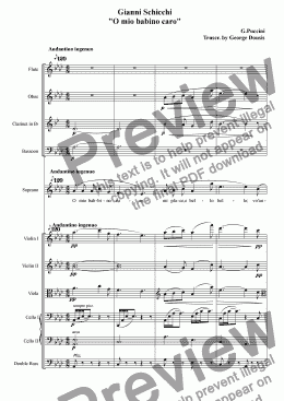 page one of Gianni Schicchi "O mio babino caro" (Soprano voice - Chamber orchestra)